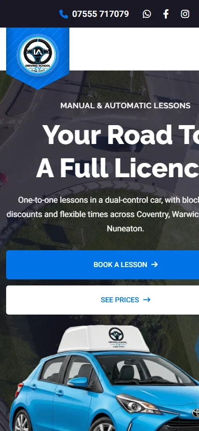 IA Driving School CV on a phone